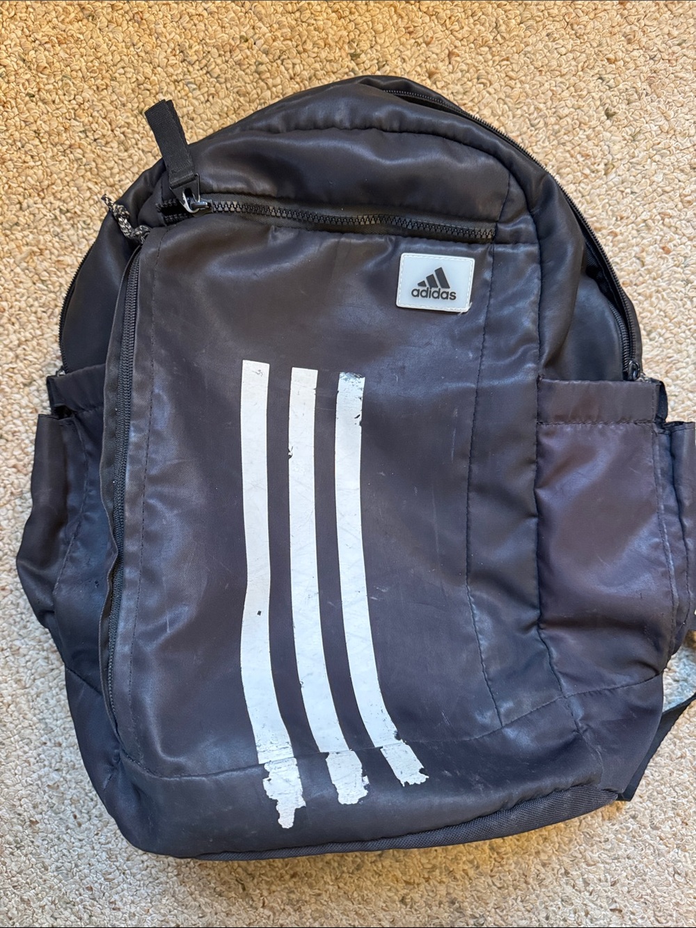 adidas Black Backpack with White Three-Stripe Logo
